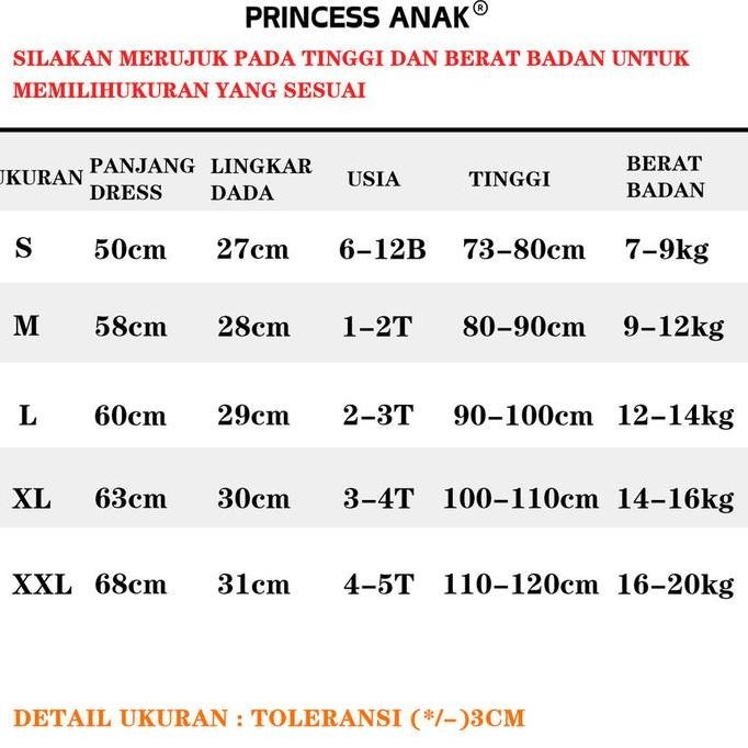 Sale [Princess Anak] 6B-5 Tahun Dress Gaun Anak Perempuan Impor Pakaian Anak Perempuan Baju Anak Per