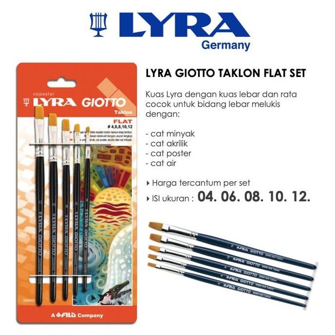 

ready Lyra Brush Art Flat Set 5 Pcs Kuas Original