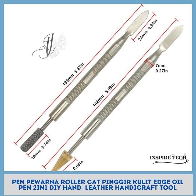 

ready PEN PEWARNA ROLLER CAT KULIT EDGE OIL PEN 2IN1 DIY Hand craft Tool