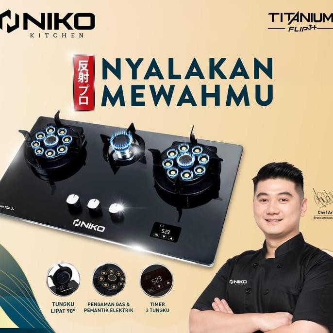 

Terlaris Kompor Gas Tanam Meja Kaca 3 Tungku Niko Titanium Flip Plus 3,0