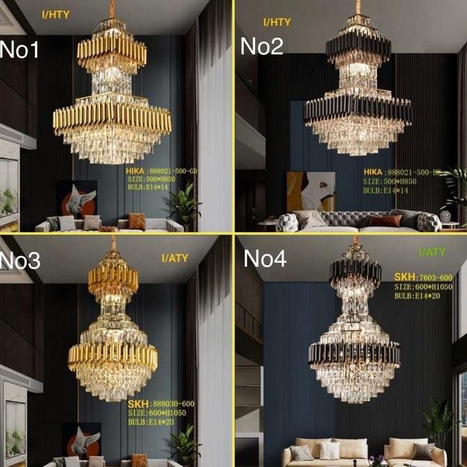 Grosir Lampu Gantung Kristal Minimalis Dekorasi Ruang Tamu Bulat Kotak