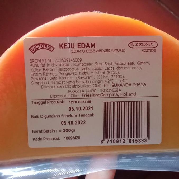 

Grosir Keju Edam Cheese Victoria Ayam Jago Dejong Vacum -+ 300 Gram