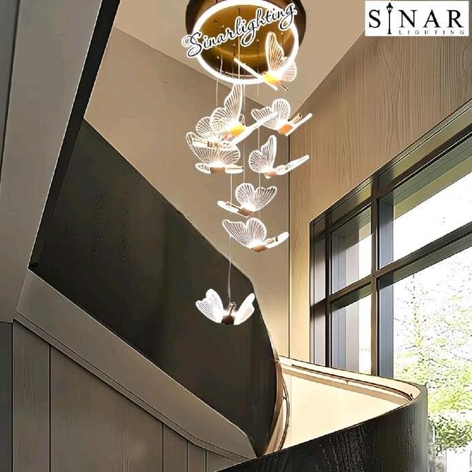 Grosir Lampu Gantung Void Minimalis Turun 9 Kupu Kupu Led E1