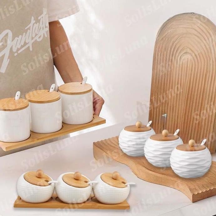 Tempat Bumbu Dapur Keramik Aesthetic Serbaguna Toples Bumbu Keramik Dapur Bumbu Keramik Bumbu Dapur 