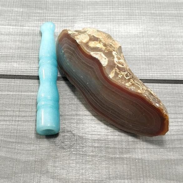 Original Pipa Cangklong Once Batu Giok Biru Natural Asli Rokok Filter