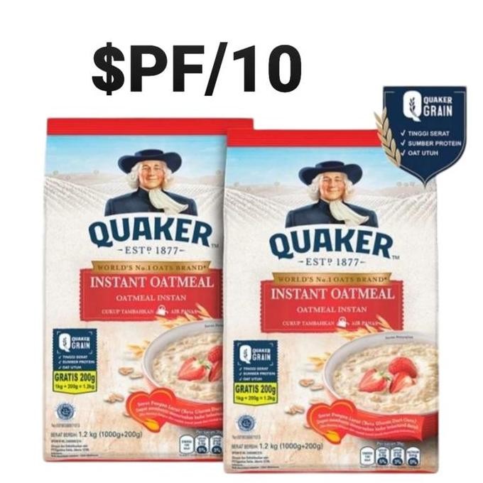 

Quaker Instant ($Pf) Oatmeal 1,2Kg Twin Pack Promo