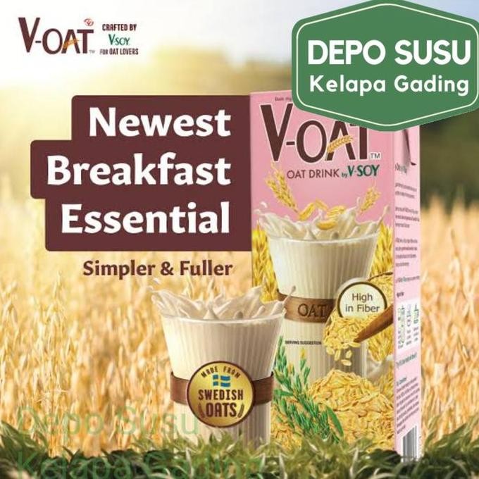 

V-Oat 1 Liter Oat Drink By V-Soy | Made By Swedish Oats Susu Gandum Milk Voat Vsoy Oatside Import Bpom Halal High In Fiber V Soy Terlaris