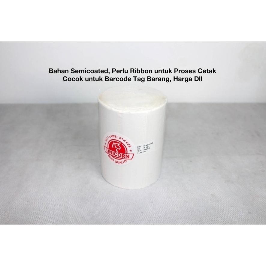 

Stiker Label Barcode Semicoated 50X25mm / 50X25 mm / 50 X 25 mm 2 Line Core 1 Inch SV9