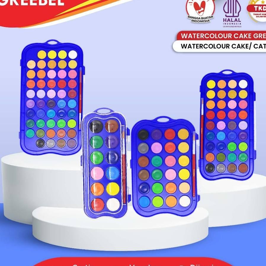 

Greebel Cat Air Padat Cat Lukis Set Watercolor Cake 12243648 Warna