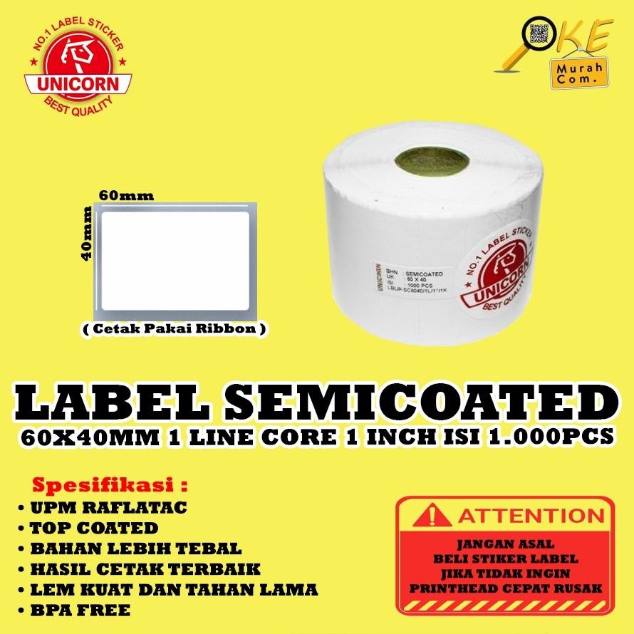 

Stiker Label Barcode Semicoated 60x40mm / 60x40 mm / 60 x 40 mm 1 Line Core 1 Inch 1.000 pcs SV9