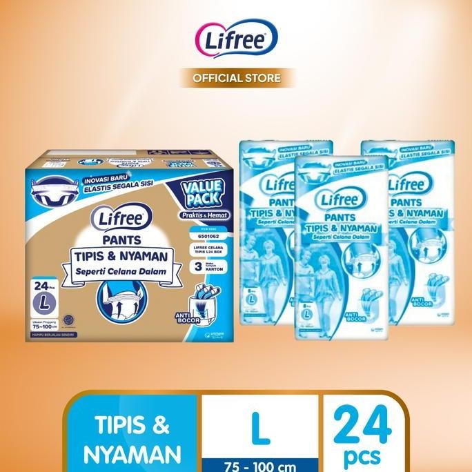 Lifree Popok Dewasa Celana Tipis L 24 E-Box