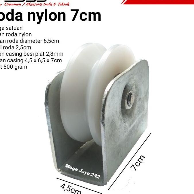 Roda Pintu Pagar Nilon 7Cm Roda Gerbang Nylon