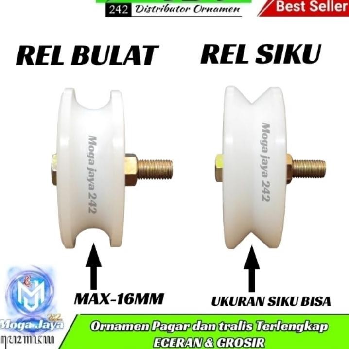 Roda Pintu Pagar Nilon Dobel Bearing Tanpa Rumah Roda