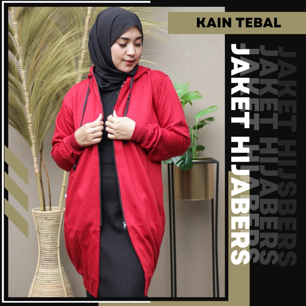 JAKET WANITA DEWASA JUMBO MUSLIMAH SYARI FLEECE TEBAL AST
