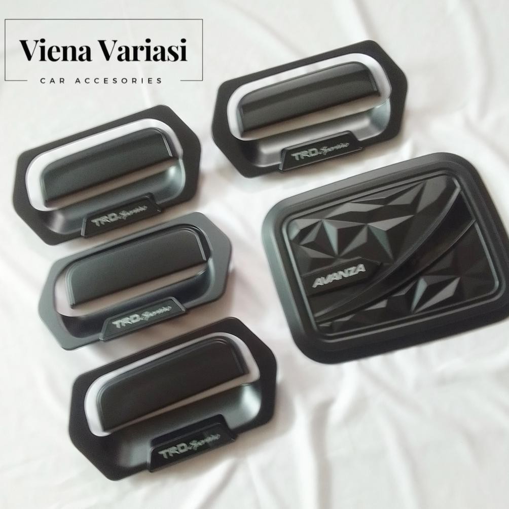 Paket Outer Cover Handle Pegangan Pintu Tank Cover Avanza Lama 2005 - 2010 Hitam Doff TRD Diamond