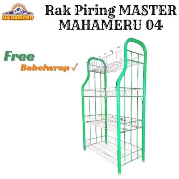 TERMURAH - Rak Piring Besi Susun 4 Jumbo Anti Karat Master Mahameru - Gelas, Kuat dan Kokoh Plastik