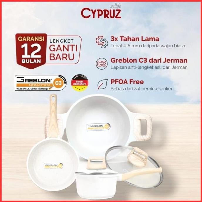 TERMURAH - cypruz wok pan fry pan panci sauce pan wajan anti lengket granite