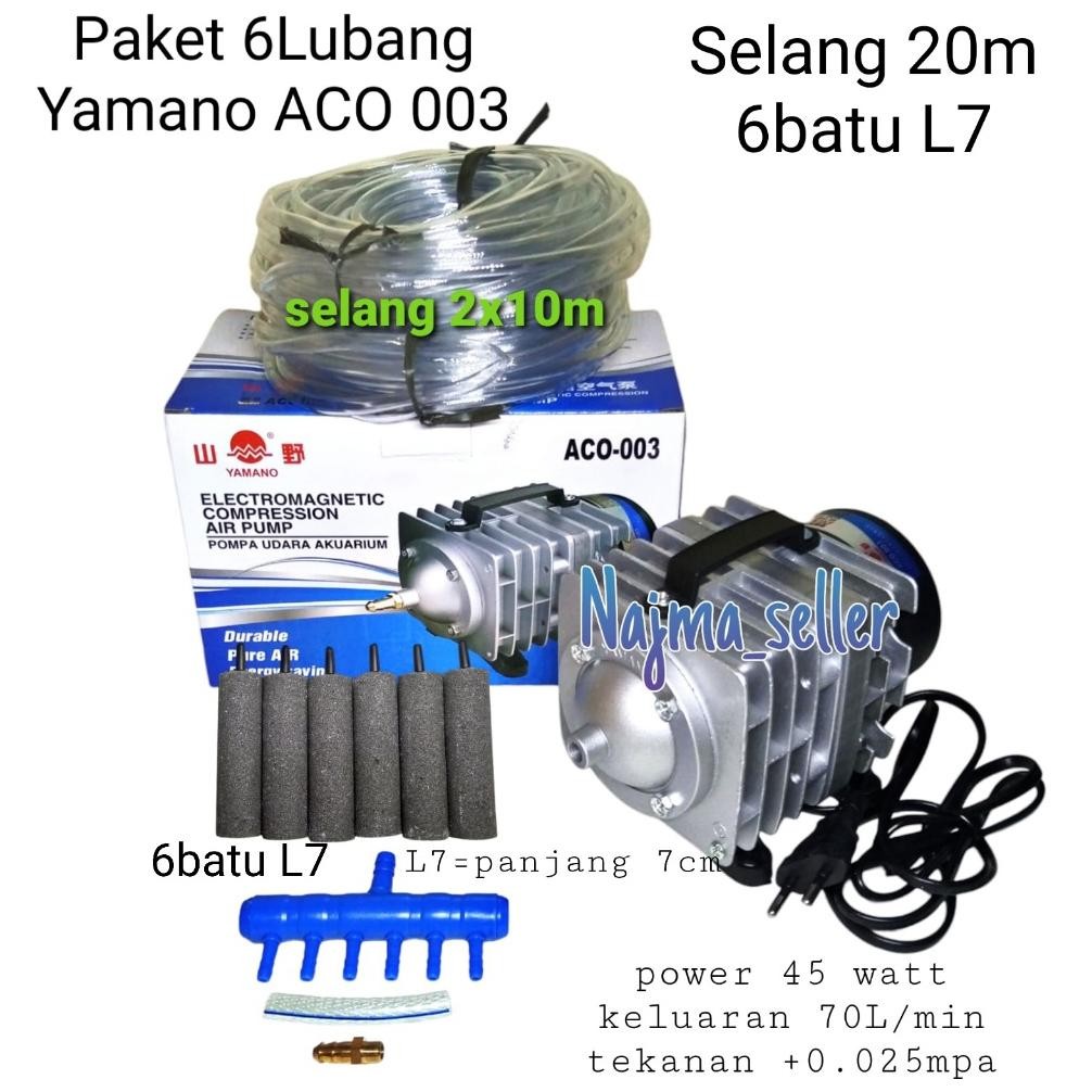 Terbaru Paket Aerator Aquarium & Kolam Blower Yamano Aco 003 Tenaga Besar 45W 70L/Min Tekanan 0,025M