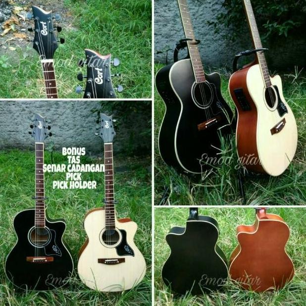 baru gitar akustik elektrik cort eq tuner lc + suara jernih high quality