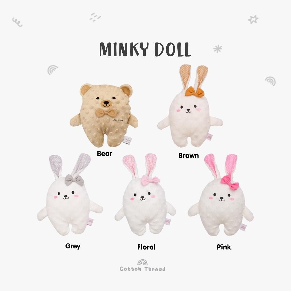 Minky Miss Bunny Bear Doll - Tekstur Lembut Aman Bayi AST