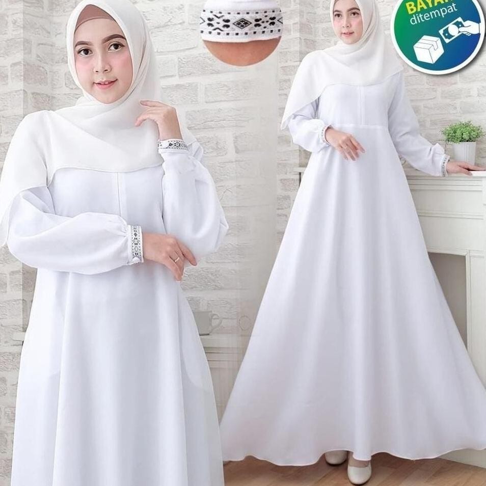 Terbaru Bisa COD Gamis Putih Gamis Syari Gamis Putih Polos Dewasa Gamis Maxy Terbaru Dress Remaja te