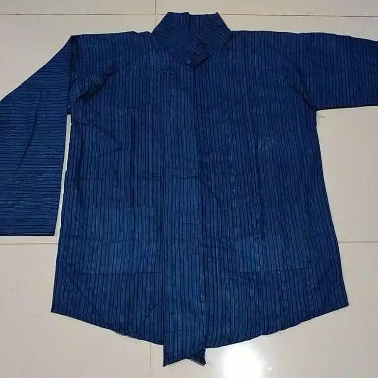 Surjan Pria Adat Jawa Motif Lurik Biru Baju Adat Jawa Warna Biru Surjan Lurik Biru