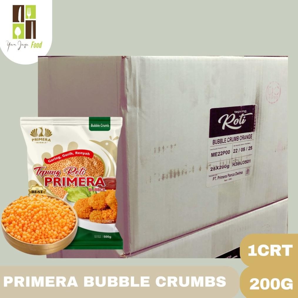 

Primera Bubble Crumbs / Tepung Roti / Tepung Bubble / Krispi 1 CRT/10 PACK X 500G / 200g /25 PACK