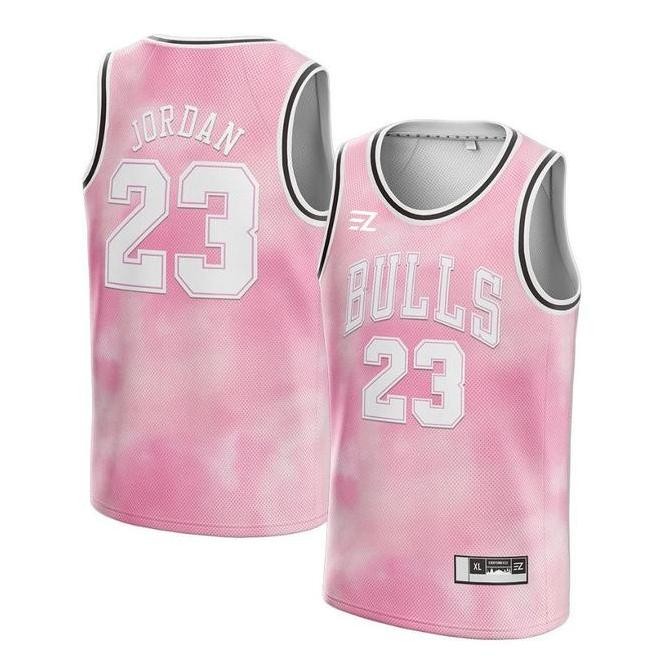 Sale [Original] Jersey Michael Jordan Chicago Blls #23 Pink White Putih - Swingman Bola Basket Baju 