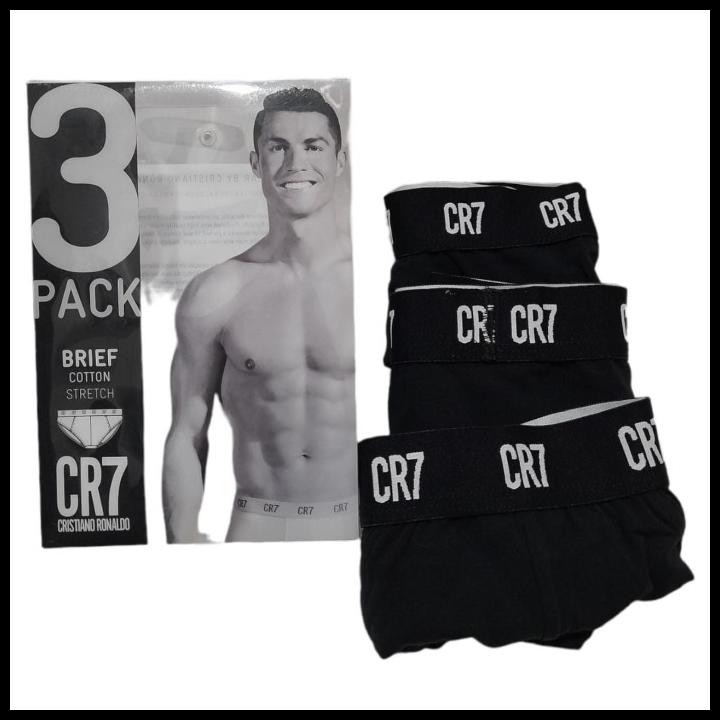 Terlaris 3Pcs Underwear Cr7 Cristiano Ronaldo Basic Brief Cotton Stretch Black High Quality