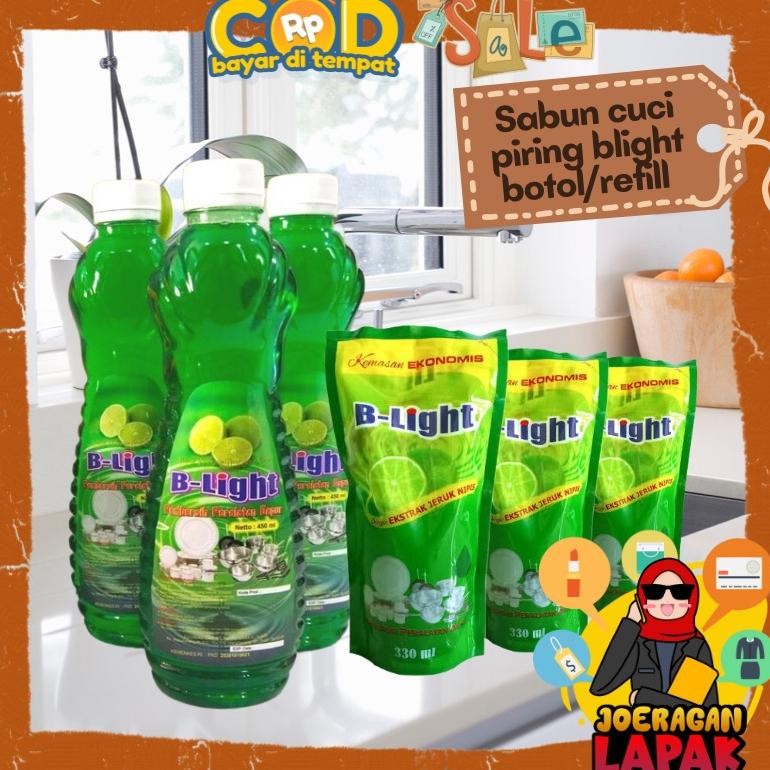 Joeraganlapak Sabun Cuci Piring B-Light 450 Ml 330 Mililiter Pembersih Alat Dapur Wangi Botol Refill