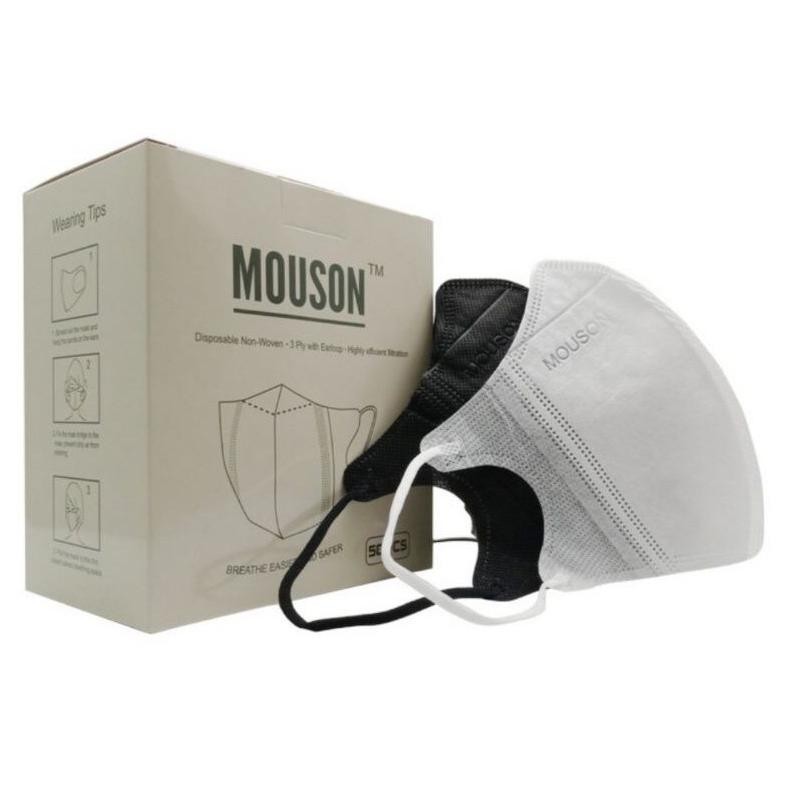 Joeraganlapak Masker Duckbill Mouson Isi 50Pcs Set Box Hitam Putih Mix Warna Warni Garis Mirip Sensi