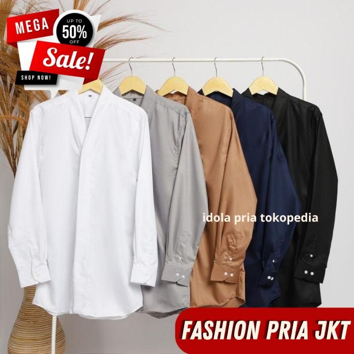 KEMEJA KIMONO MUSLIM PRIA KATUN BASIC S-7XL / KEMEJA KIMONO MUSLIM PRIA KATUN BASIC S-7XL BEST QUALI