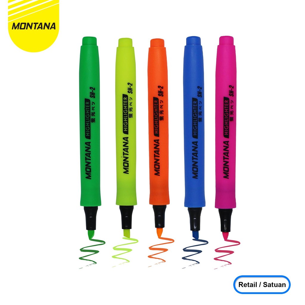 

MONTANA PAKET HIGHLIGHTER SPIDOL WARNA 5 PCS WATER BASED PENDANDA BERWARNA