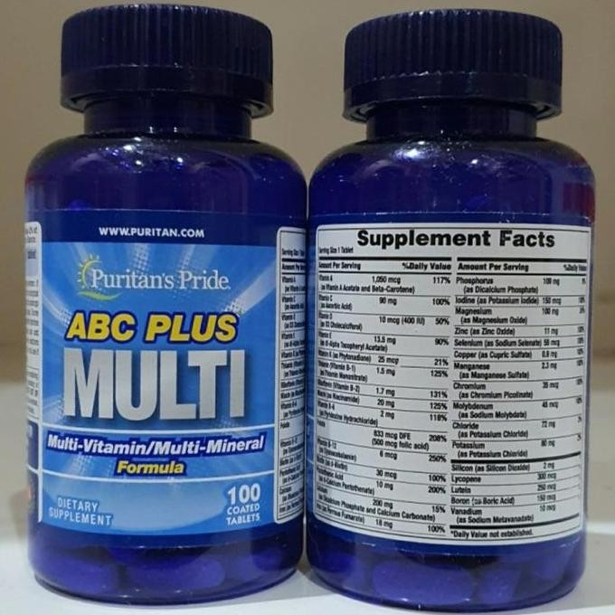 Puritan'S Puritan Pride Abc Plus Multi Multivitamin 100 Caps Original Produk