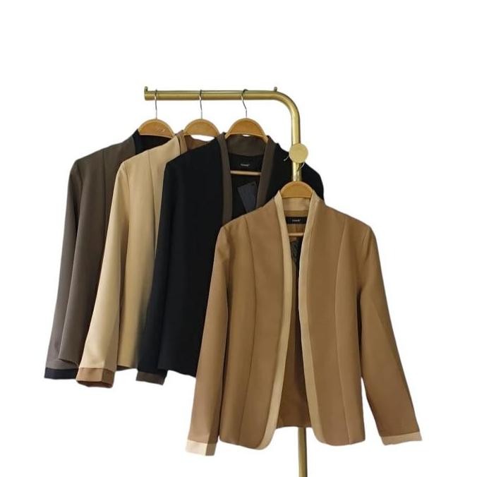 Blazer Wanita Panjang Blanik Two Tone - Chloebeautyshop - Jaket, Atasan - Basic, Oversize, Linen, Ba