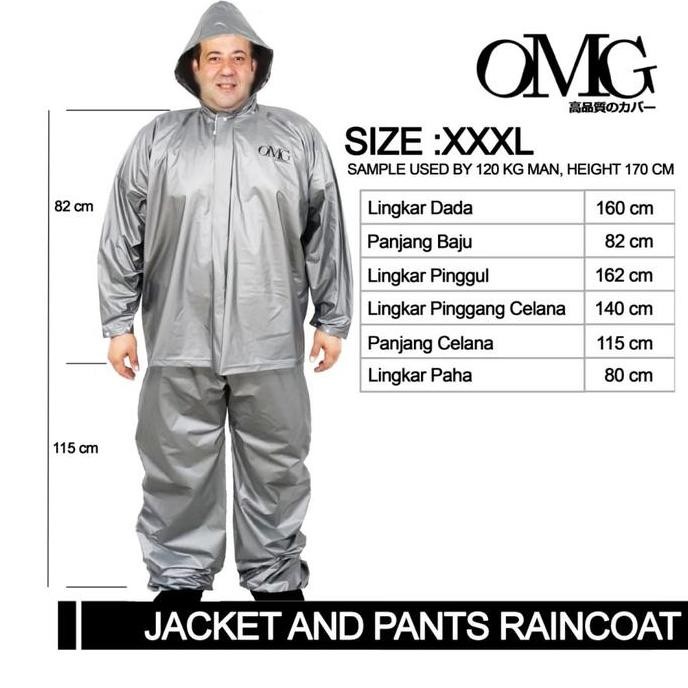 Terlaris  Jas Hujan Super Jumbo Xxxl Omg Jaket Celana / Jas Hujan Omg Xxxl
