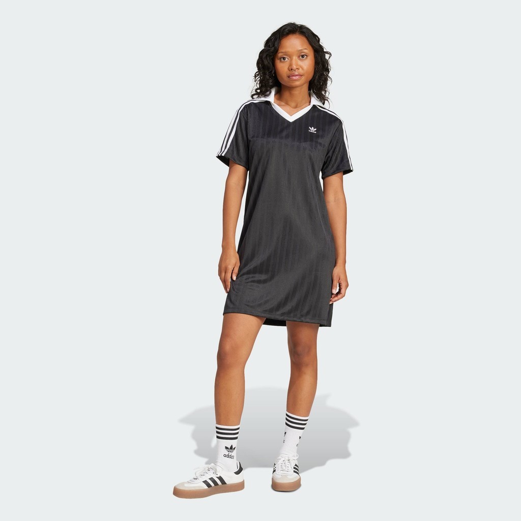 adidas Lifestyle Adicolor Football Jacquard V-Neck Dress Women Black JD2599