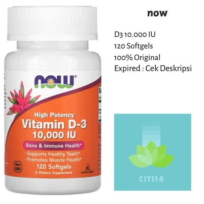 NEW NOW FOOD VITAMIN D3 10000 IU - Vit D D-3 10000IU 120 Softgels