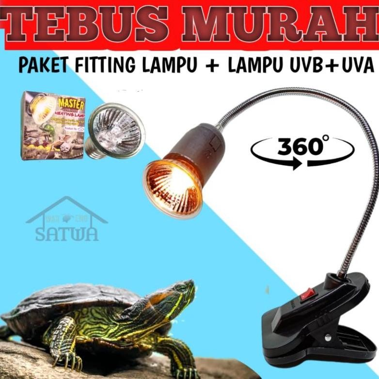 TEBUS MURAH paket lampu uvb uva reptile + fitting jepit fleksibel heating lamp penghangat kandang te