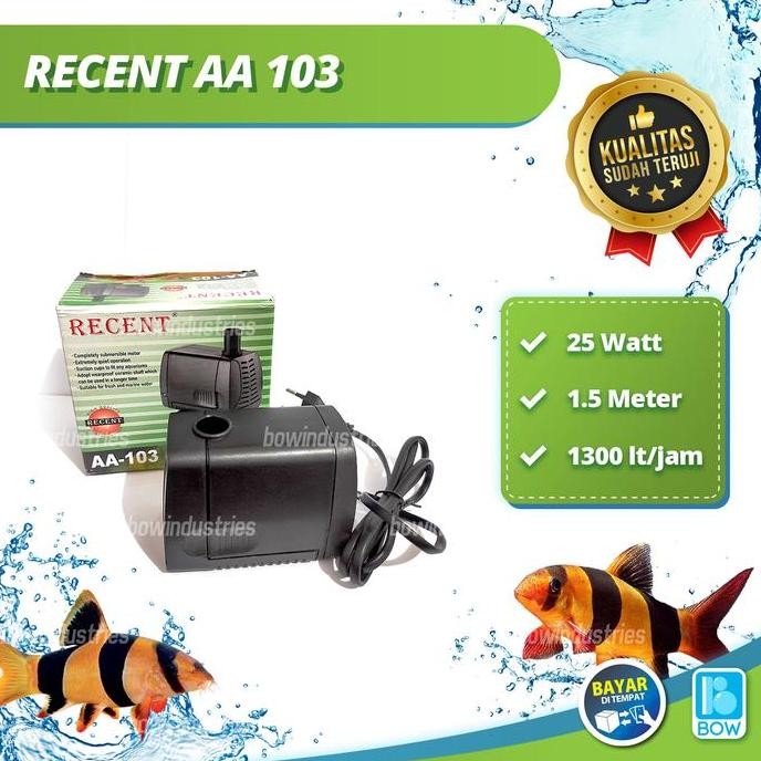 Pompa Air Celup Kolam Ikan Aquarium Akuarium RECENT AA 103 25 Watt