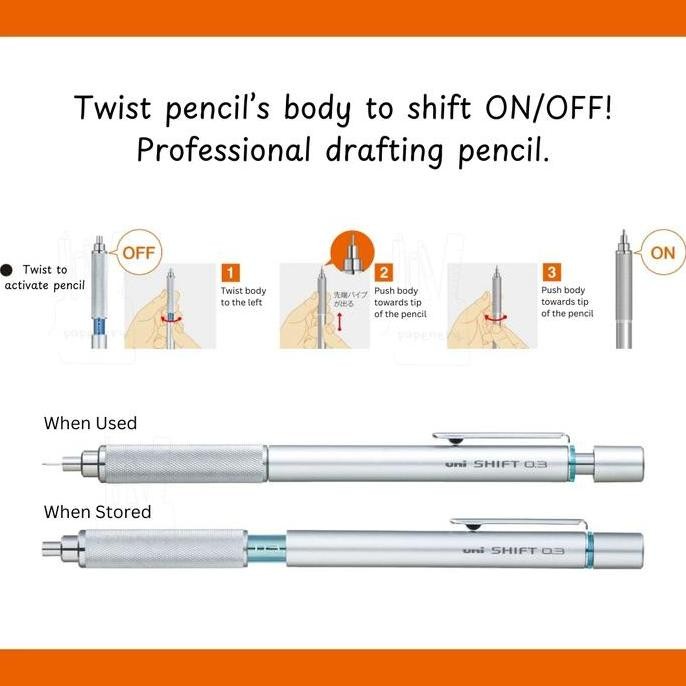 

TERBARU - Uni Shift Pipe Lock Drafting Pencil Mechanical Pencil 0.3 0.4 0.5 0.7 0.9 mm Pensil Mekanik untuk Menggambar