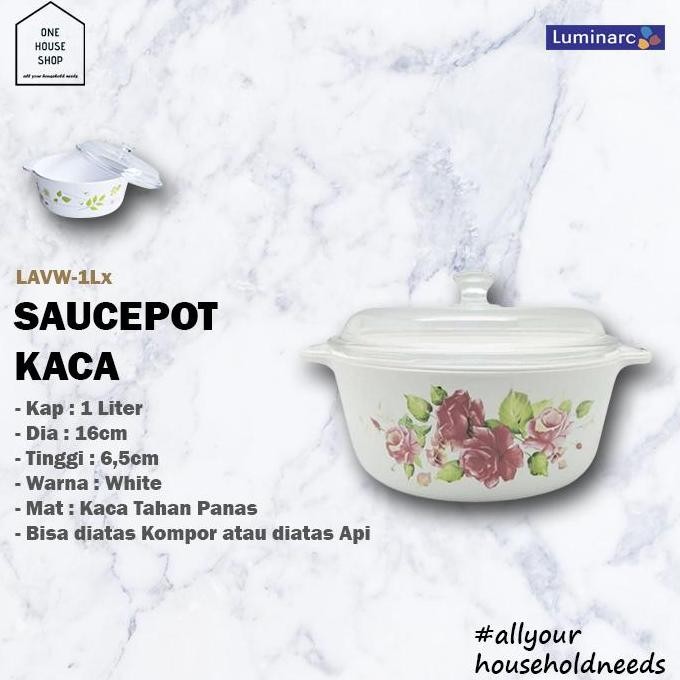 Boom Sale !!! Panci Masak Pot Kaca Luminarc Vitro Casserole Amber Tutup 1-5 Liter