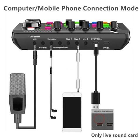 Sound Card Microphone Sound Audio Interface Mixer Sound Card Mixing Console Amplifier for Phone PC-B