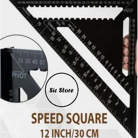 

TERBARU - Speed Square JUMBO 12 Inch PREMIUM Hitam Penggaris Segitiga Sudut Siku