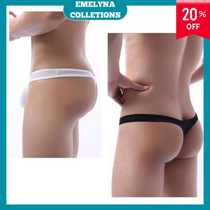 MESH THONG PRIA CELANA DALAM THONG PRIA THONG JALA JARING WHITE D4012W TERBAIK
