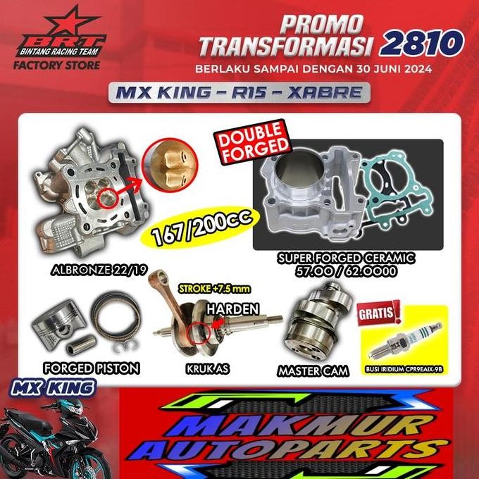 Promo Transformasi BRT 2810 Paket Bore Up 167/200cc Head ALBRONZE MX King (BINTANG RACING TEAM)