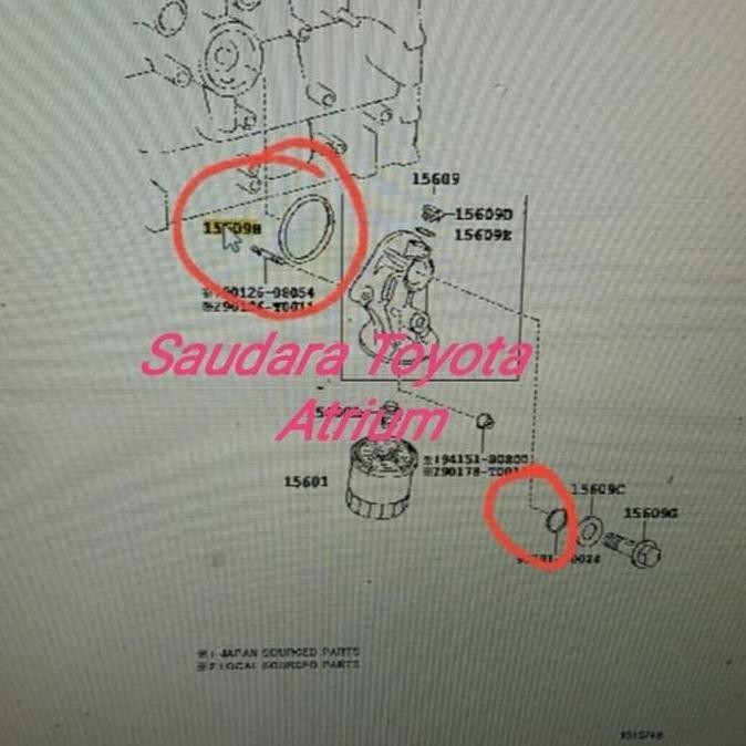 . seal oring oli filter innova hilux bensin original