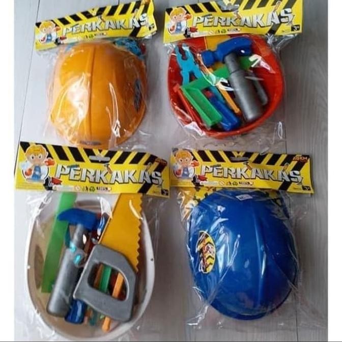 new   Tool Set with Helm / mainan perlengkapan alat bangunan