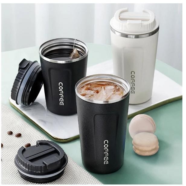 Termos Kopi Travel Mug Anti Tumpah dengan Tutup-Cangkir Termos untuk Menjaga Panas/Es Kopi, Teh,