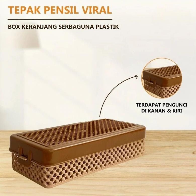 

Tepak Pensil/Sabun Viral - Kotak Penyimpanan Tutup Keranjang Peralatan Sekolah Mandi Pencil Case Box Serbaguna Plastik Lubang Trend
